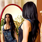 Pic of Dark-haired college girl Rita Raven strips naked in front of a mirror