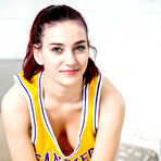 Pic of Teen amateur Gloria sheds workout clothes to pose nude with her legs spread