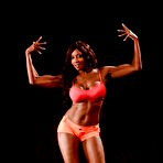 Pic of Well-toned ebony MILF slipping off her sport outfit and bikini
