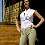 Pic of Sexy busty brunette Madelyn Marie takes off underwear outdoor