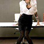 Pic of Steamy secretary in glasses revealing her tattooed curves in the office