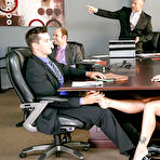 Pic of Blonde secretary Holly Heart uses oiled feet to jerk cock in office