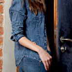 Pic of Beautiful teen Mila Azul removes denim clothing to model in the nude