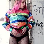 Pic of Solo girl with pink hair Aura takes a piss on snow-covered ground