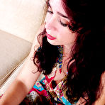 Pic of Spicy as hell curly-haired brunette Sable is touching her little hole