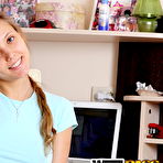 Pic of Amateur model Katya shows off her damp pussy during close up action