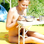 Pic of Sweet blonde babe with shaved pussy and hot ass posing naked outdoor