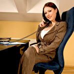 Pic of Hot secretary Merilyn Sakova strips and masturbates while on the phone