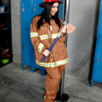 Pic of Fabulous hottie in firefighter uniform Jayden Jaymes goes naked