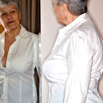 Pic of Hot granny Savana spreading wide open in cotton panties to flash mature pussy