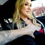 Pic of Busty blonde Brandi Love jerks and sucks a cock in a car before hardcore sex