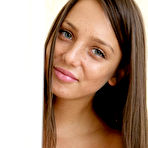 Pic of Naked teen Euro Nensi B spreads long legs to flash shaved vagina
