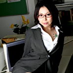 Pic of Japanese secretary Minami Kitagawa finger spreads her pussy atop her desk