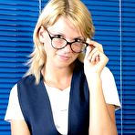 Pic of Cute blonde Lilly flashes her cotton panties before getting totally undressed