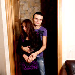 Pic of Young brunette and her boyfriend have sex in the kitchen and living room