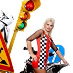 Pic of Leggy blonde babe Ionella Dantes posing in erotic pantyhose suit