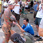Pic of Candid behind-the-scenes action during a stripshow at a clothing optional club