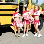 Pic of Three slutty cheerleaders starting a fervent orgy in the school bus