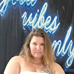 Pic of Fat amateur Busty Kris Ann finger spreads her natural pussy during solo action