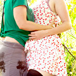 Pic of Teen girls in glasses kissing and disrobing outdoors for first time lez sex