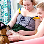 Pic of Amateur fatties Laney and Mira declare their love for cunt with tongue kiss