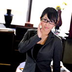 Pic of Sophisticated Japanese office babe Kana Aizawa wearing sexy uniform at work