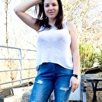 Pic of Solo girl Talia Amanda pulls out her knockers while wearing ripped jeans
