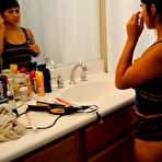 Pic of Cute brunette Layla Rose strips to reveal big tits & firm ass in the bathroom