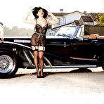 Pic of Stocking clad Euro babe Valentina Nappi unveiling phat pornstar ass outside