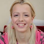 Pic of Blond teen oozes cum from her freshly fucked asshole with her hair in pigtails