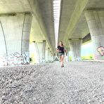 Pic of Blonde girl Jenna Lovely takes a piss underneath an overpass