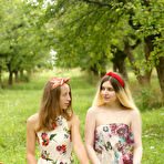 Pic of Young girls Amy & Suna have lesbian sex while picnicking in an orchard
