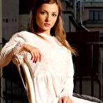 Pic of Erotic beauty Alyssa A undressing to show tight shaved pussy & sweet teen tits