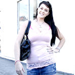 Pic of Busty teen Alison Tyler strips off jean skirt and exposes her big butt