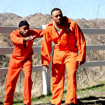 Pic of Brunette housewife Eliza Ibarra does a DP with black prison escapees