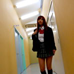 Pic of Redheaded Japanese student Misaki Asuka masturbates with a toy in a bathroom