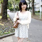 Pic of Japanese girl Madoka Adachi shows her bare legs during non-nude outdoor action