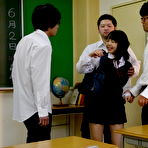 Pic of Japanese student Tomoyo Isumi receives facial cumshots in a classroom