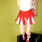 Pic of Chesty young blonde cheerleader Prudence Pond flashing upskirt panties
