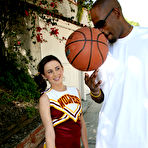 Pic of White cheerleader Mae Meyers takes an open mouth cumshot after sex with a BBC