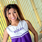 Pic of Asian cheerleader Clara Trinity discards her uniform before riding a cock
