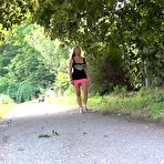 Pic of Blonde chick Jena Lovely pisses on a pathway while out for a walk