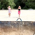 Pic of Blonde girls Claudia Macc & Victoria Pure pee in the bed of a refuse trailer
