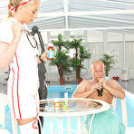 Pic of Hot nurse Dionne gives a patient a lap dance before attending to his cock