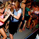 Pic of Drunken party girls cover male stripper in cream & lick him clean in club orgy