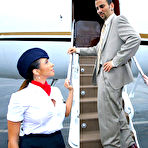 Pic of Clothed stewardesses seduce a businessman for a threesome inside a plane