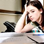 Pic of Brunette chick Jodi Taylor gives up on schoolwork to model naked instead