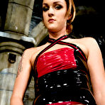 Pic of Dominant redhead Sarah Faye pegs a male slave before riding his big cock