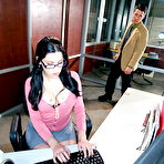Pic of Shy babe in glasses Daisy Cruz seduced for hardcore office banging