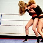 Pic of Salacious sporty blondes have a fight in the ring turning into lesbian action